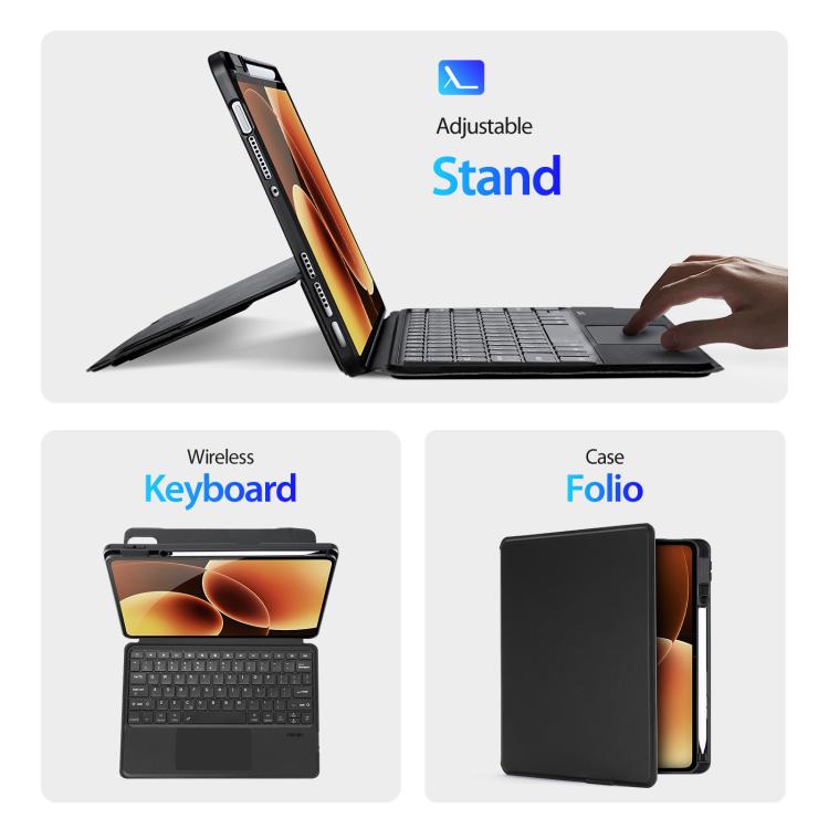 For Xiaomi Pad 8 / 8 Pro / 7 / 7 Pro DUX DUCIS DK Series Backlight Magnetic Wireless Keyboard Vegan Leather Tablet Case - Black