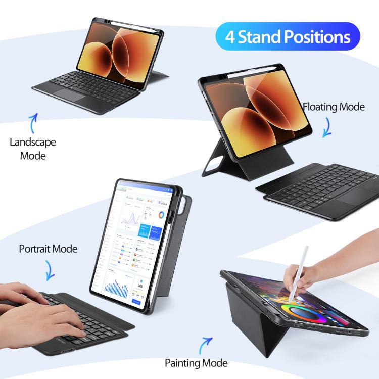 For Xiaomi Pad 8 / 8 Pro / 7 / 7 Pro DUX DUCIS DK Series Backlight Magnetic Wireless Keyboard Vegan Leather Tablet Case - Black