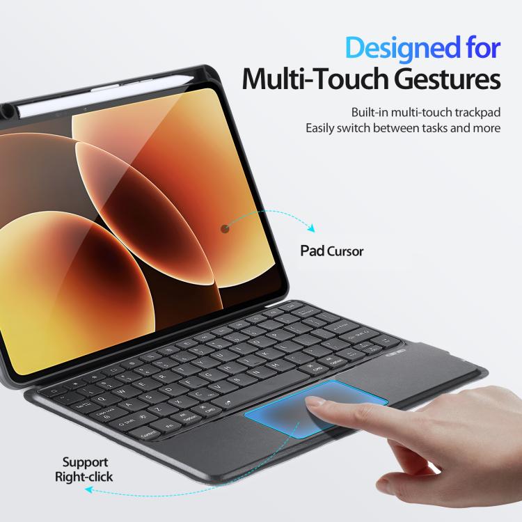 For Xiaomi Pad 8 / 8 Pro / 7 / 7 Pro DUX DUCIS DK Series Backlight Magnetic Wireless Keyboard Vegan Leather Tablet Case - Black