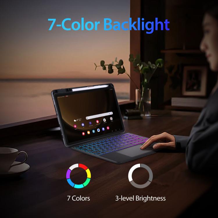 For Xiaomi Pad 8 / 8 Pro / 7 / 7 Pro DUX DUCIS DK Series Backlight Magnetic Wireless Keyboard Vegan Leather Tablet Case - Black
