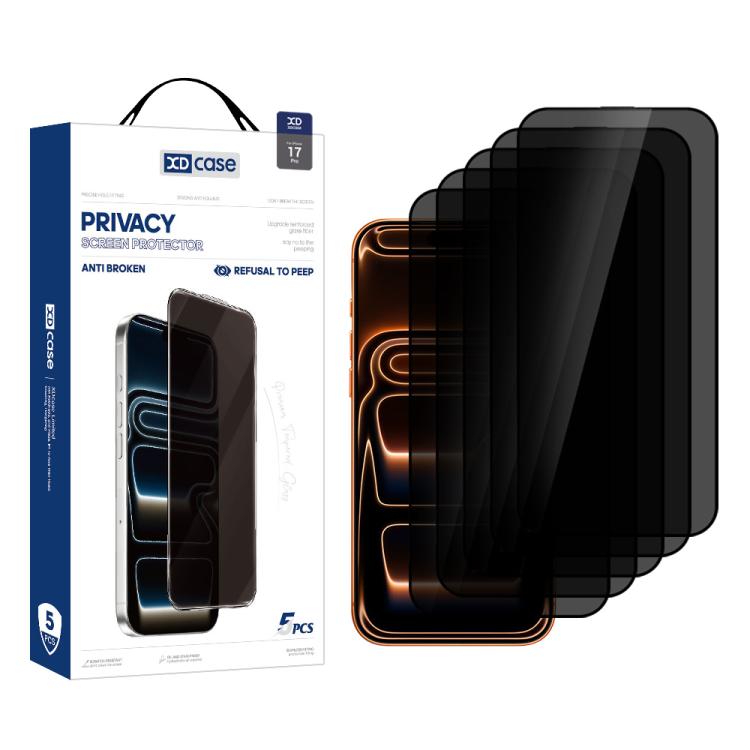 For iPhone 17 Pro XDcase 5pcs / Pack Silk Screen Printed Anti-Peep Tempered Glass Screen Protector