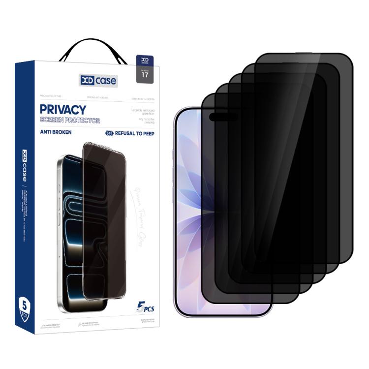 For iPhone 17 XDcase 5pcs / Pack Silk Screen Printed Anti-Peep Tempered Glass Screen Protector