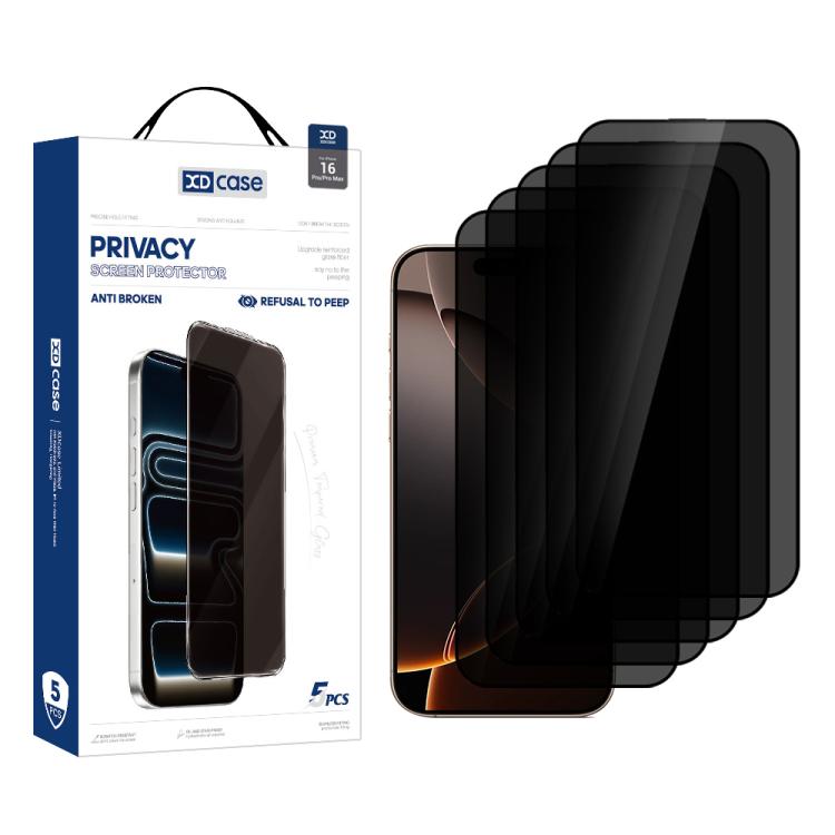 For iPhone 16 Pro Max XDcase 5pcs / Pack Silk Screen Printed Anti-Peep Tempered Glass Screen Protector