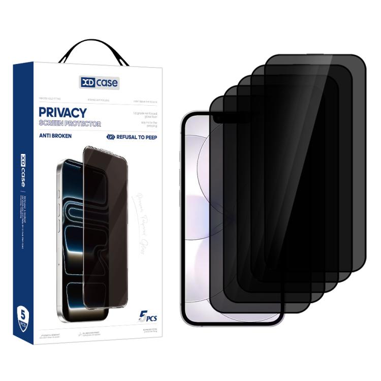 For iPhone 17e / 16e XDcase 5pcs / Pack Silk Screen Printed Anti-Peep Tempered Glass Screen Protector