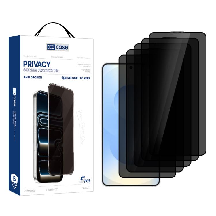 For Samsung Galaxy S26 5G XDcase 5pcs / Pack Silk Screen Printed Anti-Peep Tempered Glass Screen Protector, Support Fingerprint Unlock