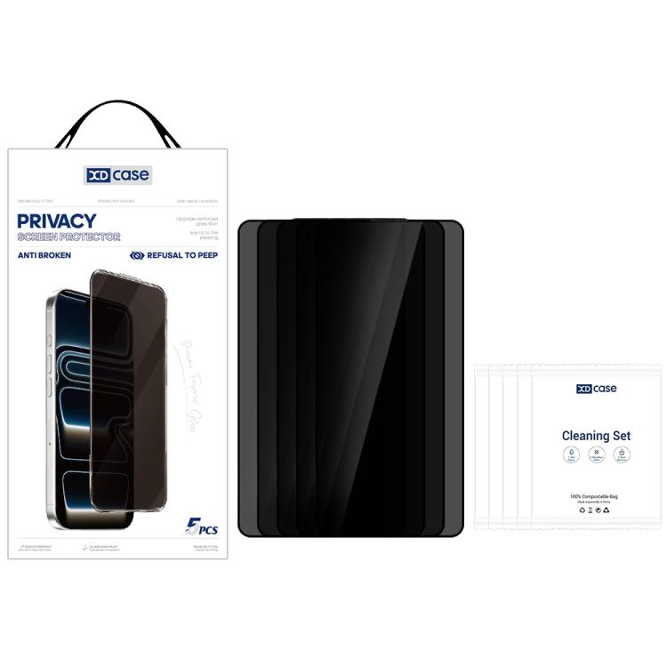 For Samsung Galaxy S25 5G XDcase 5pcs / Pack Silk Screen Printed Anti-Peep Tempered Glass Screen Protector, Support Fingerprint Unlock