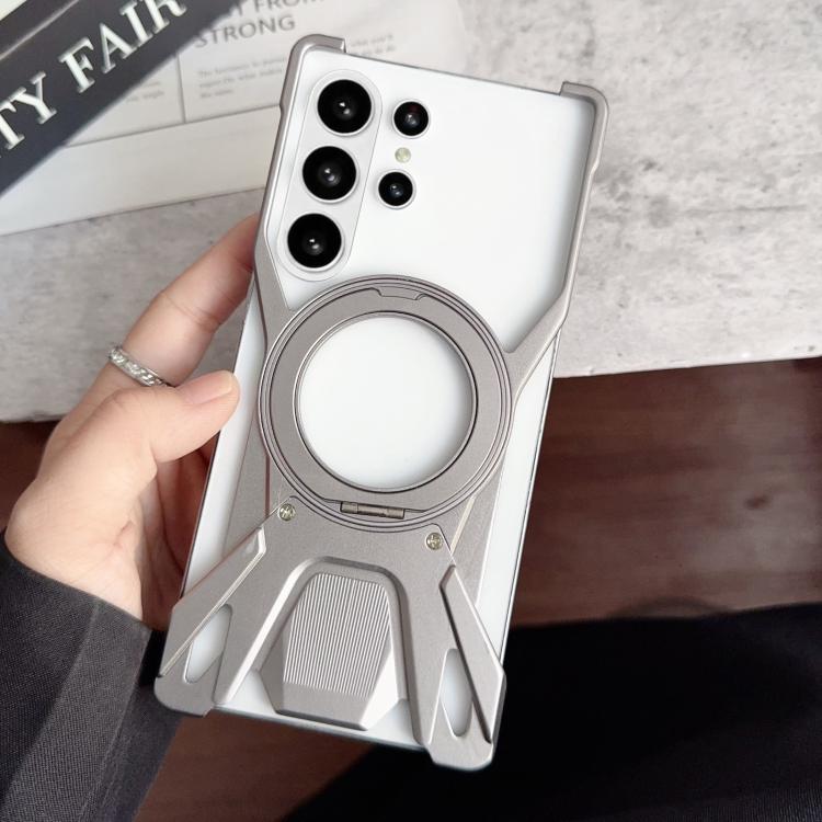 For Samsung Galaxy S26 Ultra 5G Racing Car Metal Frameless 360 Rotation Holder Magnetic Phone Case