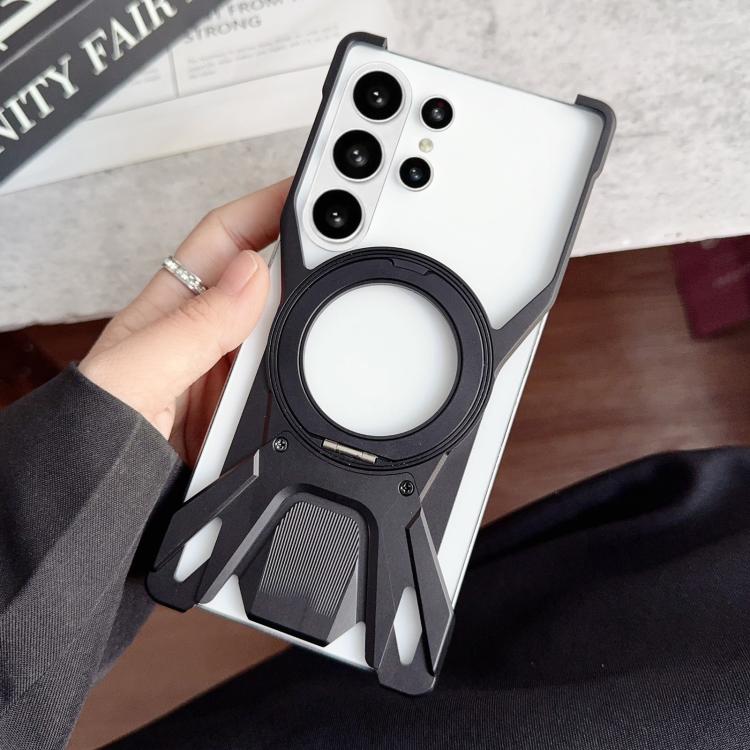 For Samsung Galaxy S26 Ultra 5G Racing Car Metal Frameless 360 Rotation Holder Magnetic Phone Case