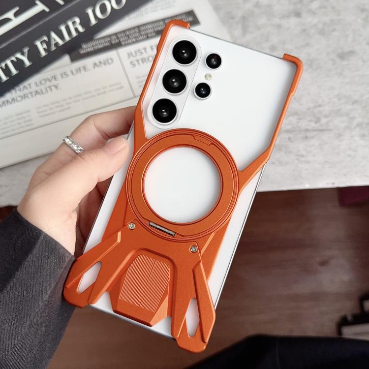 For Samsung Galaxy S26 Ultra 5G Racing Car Metal Frameless 360 Rotation Holder Magnetic Phone Case