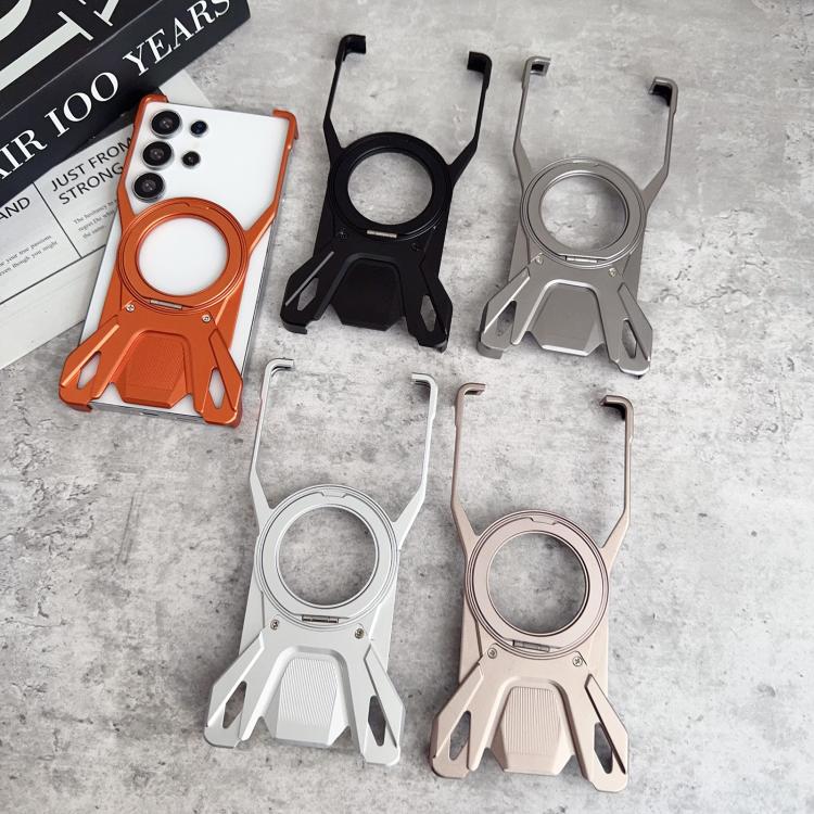 For Samsung Galaxy S24 Ultra 5G Racing Car Metal Frameless 360 Rotation Holder Magnetic Phone Case