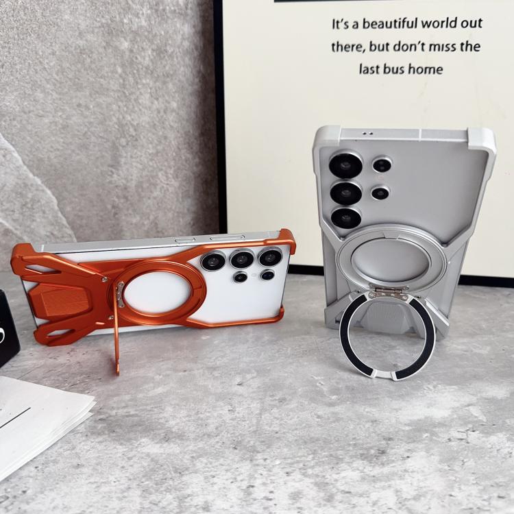 For Samsung Galaxy S24 Ultra 5G Racing Car Metal Frameless 360 Rotation Holder Magnetic Phone Case
