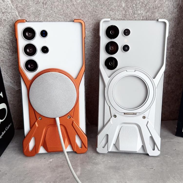 For Samsung Galaxy S26 Ultra 5G Racing Car Metal Frameless 360 Rotation Holder Magnetic Phone Case