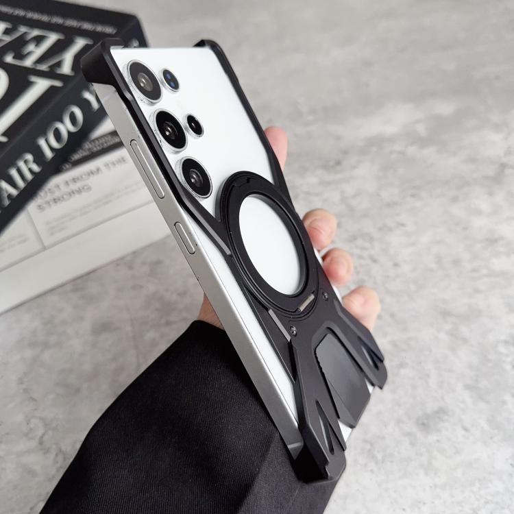For Samsung Galaxy S24 Ultra 5G Racing Car Metal Frameless 360 Rotation Holder Magnetic Phone Case