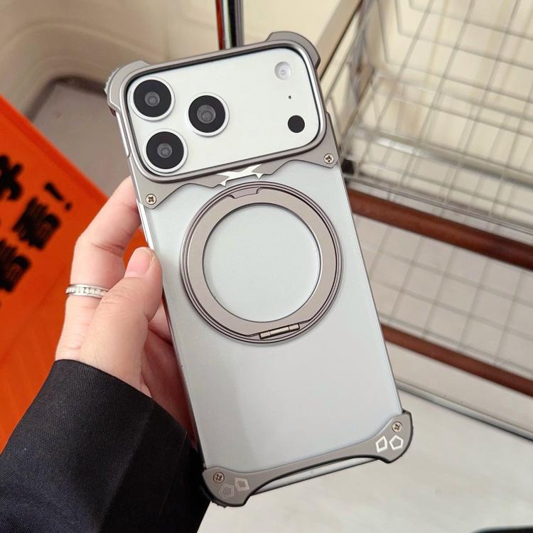 For iPhone 17 Pro Max Jaguar Original Color Frameless 360 Rotation Holder Magnetic Phone Case