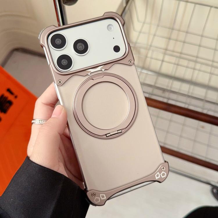For iPhone 17 Pro Max Jaguar Original Color Frameless 360 Rotation Holder Magnetic Phone Case