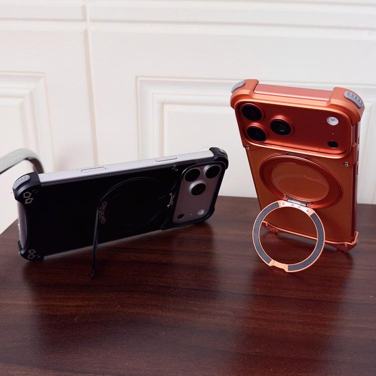 For iPhone 17 Pro Jaguar Original Color Frameless 360 Rotation Holder Magnetic Phone Case