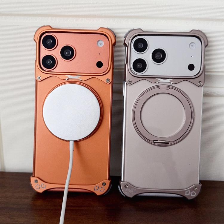 For iPhone 17 Pro Jaguar Original Color Frameless 360 Rotation Holder Magnetic Phone Case