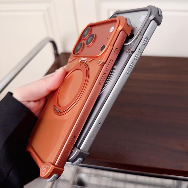 For iPhone 17 Pro Jaguar Original Color Frameless 360 Rotation Holder Magnetic Phone Case