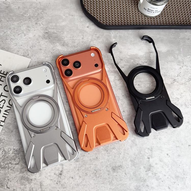 For iPhone 17 Pro Max Racing Car Metal Frameless 360 Rotation Holder Magnetic Phone Case