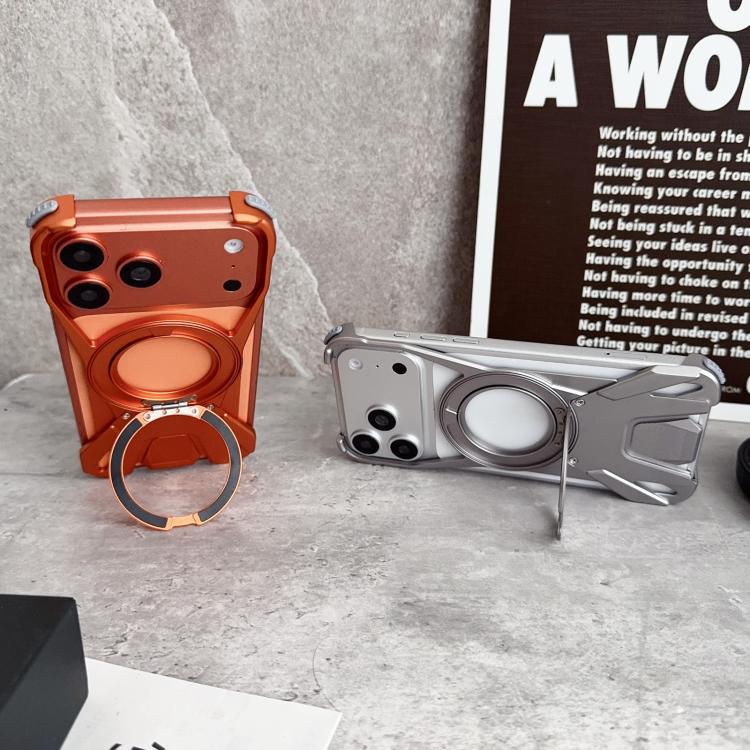 For iPhone 17 Pro Max Racing Car Metal Frameless 360 Rotation Holder Magnetic Phone Case