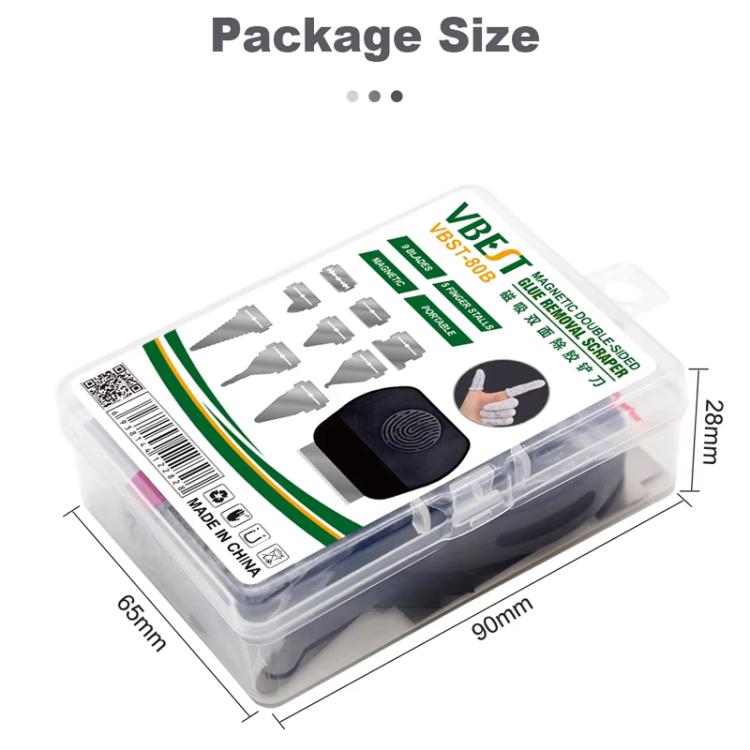 BEST VBST-80B Stainless Steel Multipurpose Magnetic Double-sided Glue Removal Scraper Set