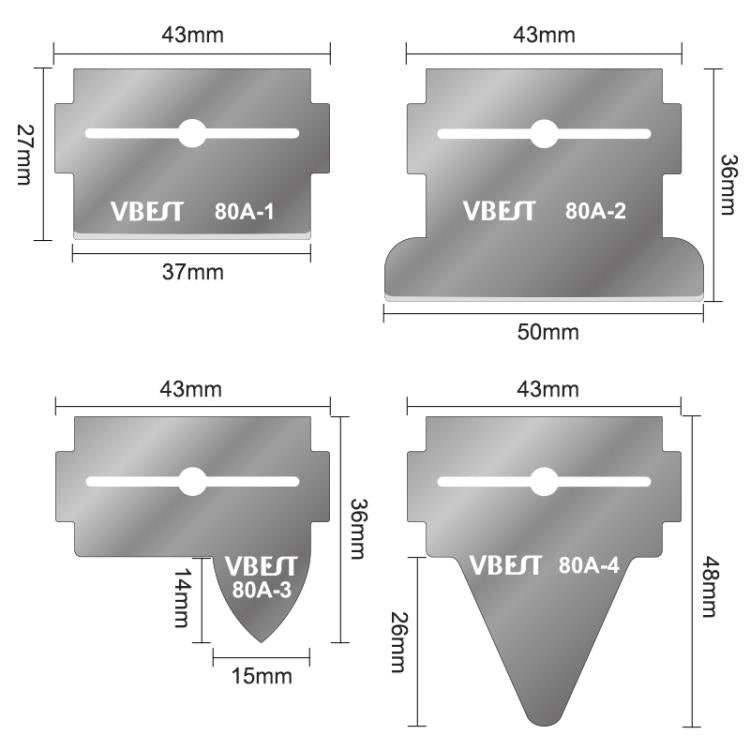 BEST VBST-80B Stainless Steel Multipurpose Magnetic Double-sided Glue Removal Scraper Set