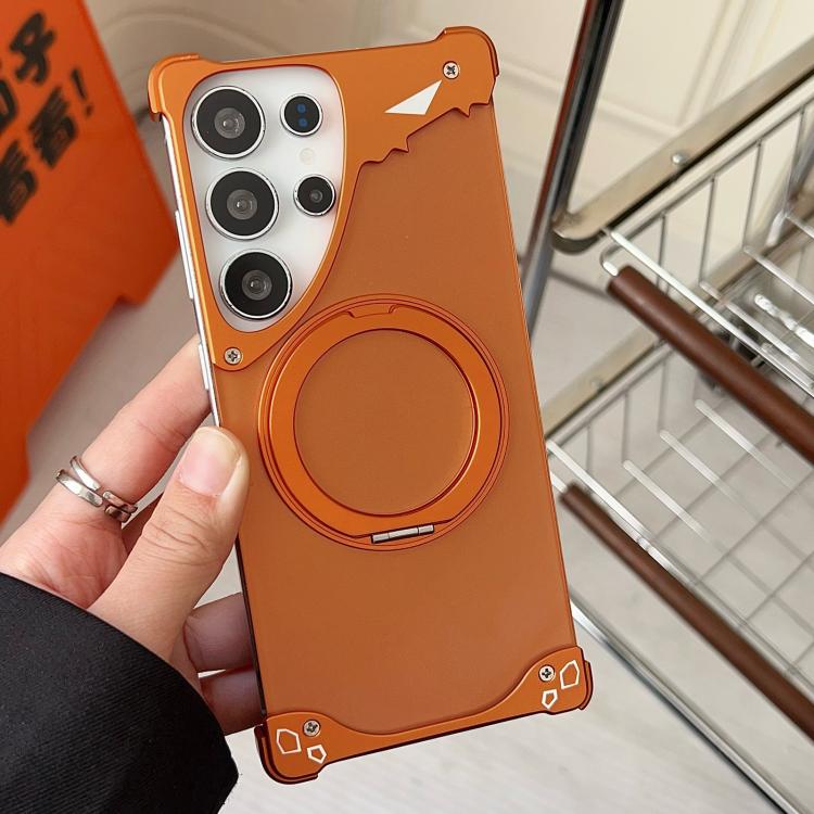 For Samsung Galaxy S25 Ultra 5G Jaguar Original Color Frameless 360 Rotation Holder Magnetic Phone Case