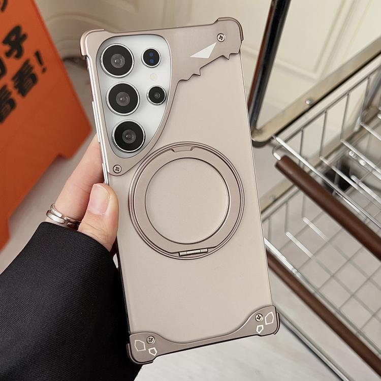 For Samsung Galaxy S23 Ultra 5G Jaguar Original Color Frameless 360 Rotation Holder Magnetic Phone Case