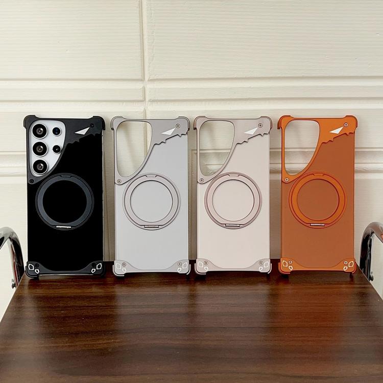 For Samsung Galaxy S25 Ultra 5G Jaguar Original Color Frameless 360 Rotation Holder Magnetic Phone Case