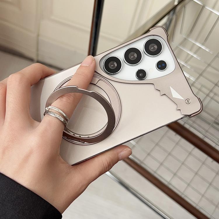 For Samsung Galaxy S23 Ultra 5G Jaguar Original Color Frameless 360 Rotation Holder Magnetic Phone Case