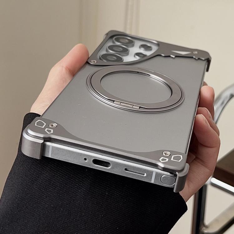For Samsung Galaxy S25 Ultra 5G Jaguar Original Color Frameless 360 Rotation Holder Magnetic Phone Case