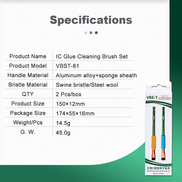 BEST VBST-81 Motherboard IC Glue Removal Chip Dust Aluminum Alloy Clean Brush Set