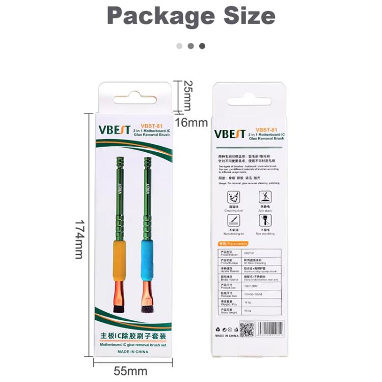 BEST VBST-81 Motherboard IC Glue Removal Chip Dust Aluminum Alloy Clean Brush Set