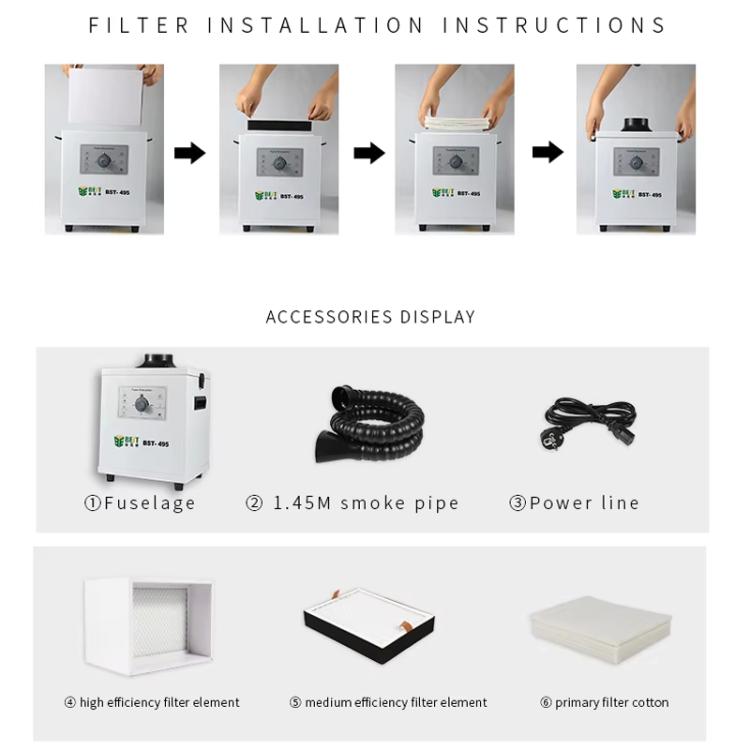 BEST BST-495 Powerful Suction Air Static Multiple Filters Soldering Tin Smoke Purifier, Plug:US Plug