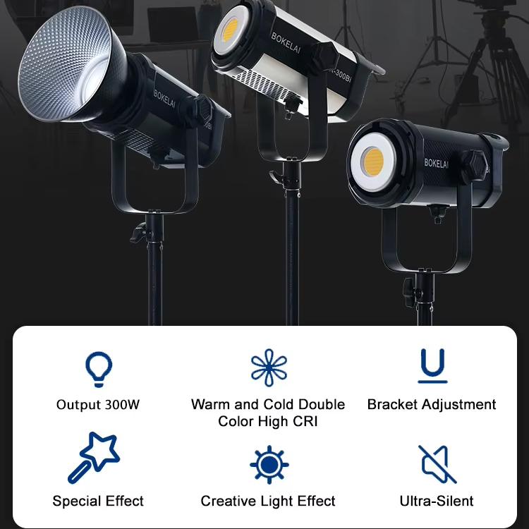 BOKELAI BK-300Bi 300W 2700K-6500K Dual Color Temperature LED Video Fill Light with Remote Control, US Plug