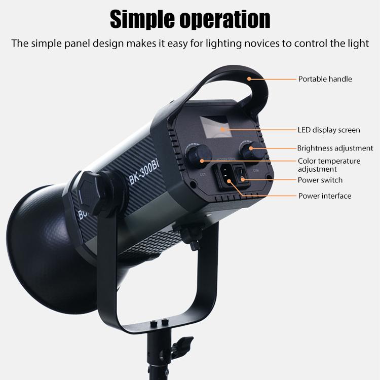 BOKELAI BK-300Bi 300W 2700K-6500K Dual Color Temperature LED Video Fill Light with Remote Control, EU Plug