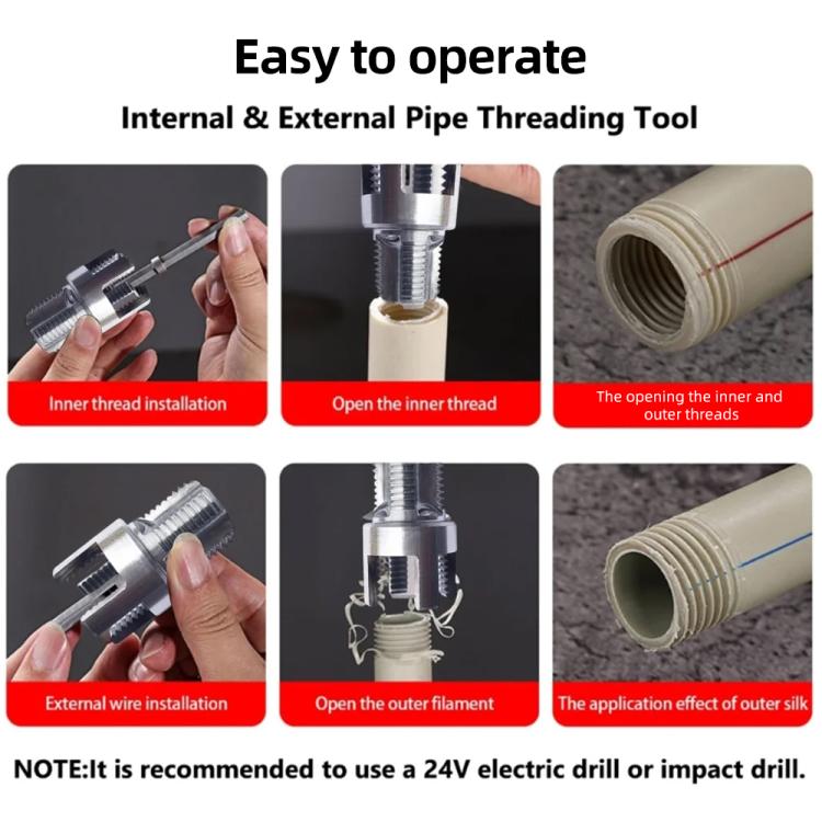 Plumbing Internal External Integrated Thread Cutting Tool, Type:4+6 Points M20+M25 Grey