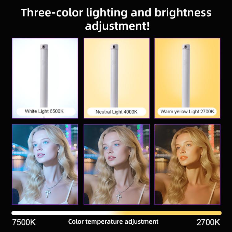 G10 Handheld RGB Chin and Neck Wrinkle Light Fill Light LED Video Light, with Mini Tripod - Black