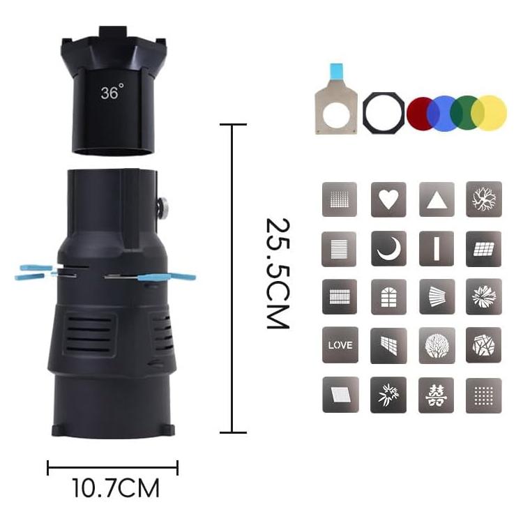 YG-90 360 Degree Rotating Bowens Mount Conical Snoot, Style:36 Degree Lens + Optical Snoot