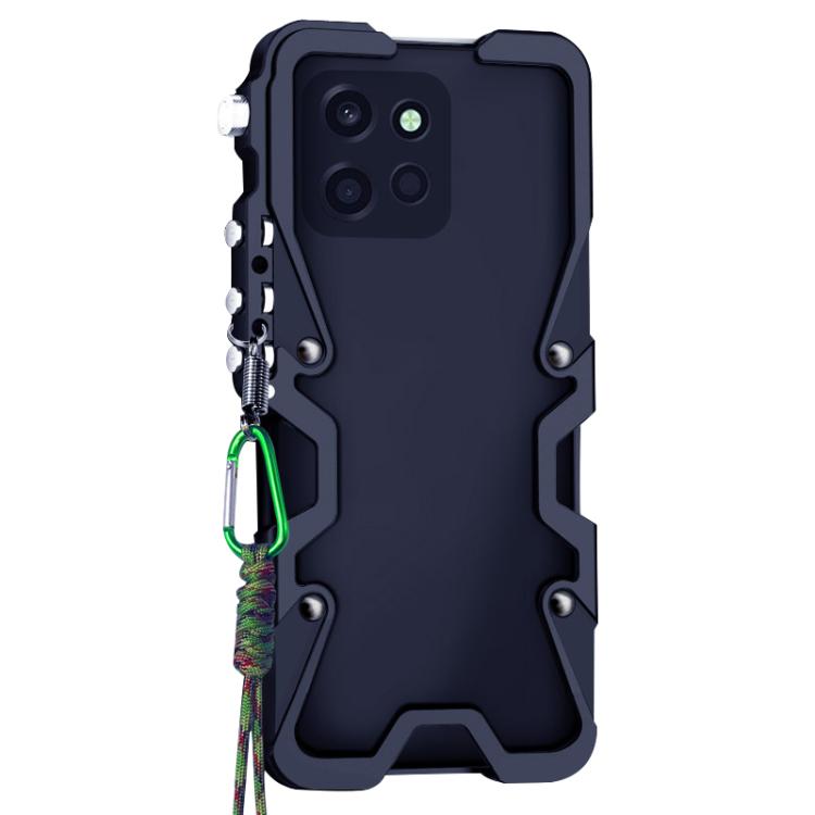 For OnePlus Turbo 6 Trigger Design Hollow Metal Frame Phone Case with Lanyard