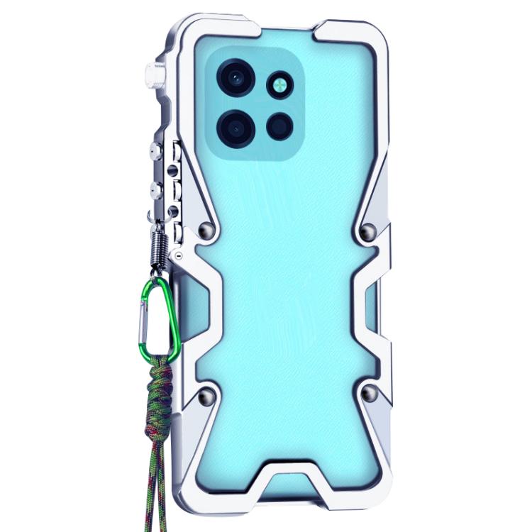 For OnePlus Turbo 6 Trigger Design Hollow Metal Frame Phone Case with Lanyard