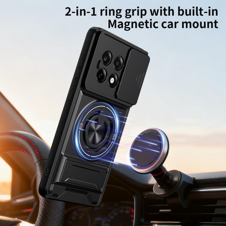 For OnePlus 13R 5G / Ace 5 5G Lens Sliding Window Multifunctional Magnetic Shockproof Phone Case