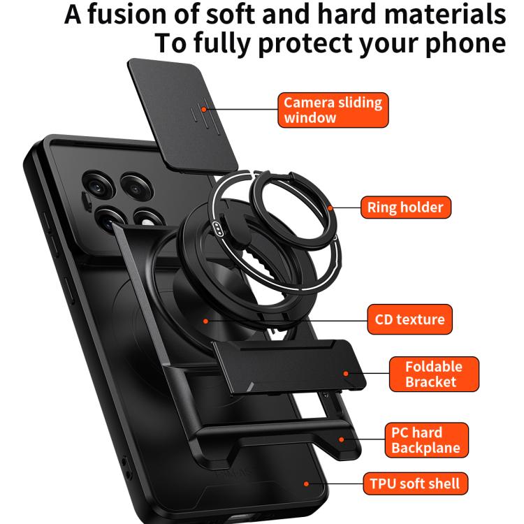 For OnePlus 13R 5G / Ace 5 5G Lens Sliding Window Multifunctional Magnetic Shockproof Phone Case