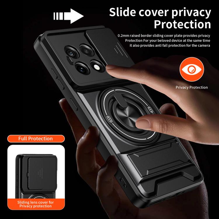 For OnePlus 13R 5G / Ace 5 5G Lens Sliding Window Multifunctional Magnetic Shockproof Phone Case