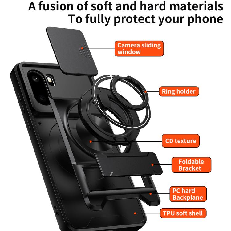 For OnePlus 15R 5G / Ace 6 5G Lens Sliding Window Multifunctional Magnetic Shockproof Phone Case
