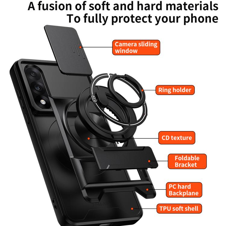 For OnePlus Nord CE5 5G Lens Sliding Window Multifunctional Magnetic Shockproof Phone Case