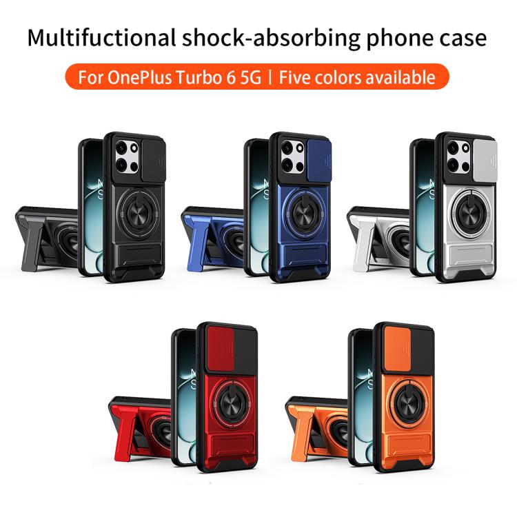 For OnePlus Turbo 6 5G Lens Sliding Window Multifunctional Magnetic Shockproof Phone Case