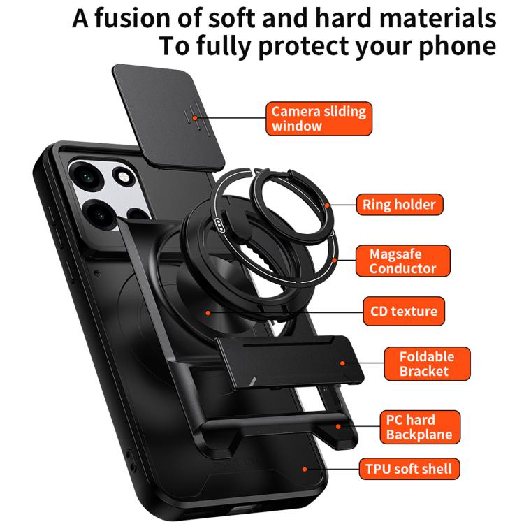 For OnePlus Turbo 6 5G Lens Sliding Window Multifunctional Magnetic Shockproof Phone Case
