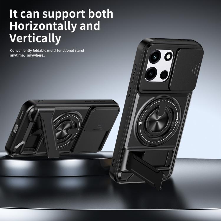 For OnePlus Turbo 6 5G Lens Sliding Window Multifunctional Magnetic Shockproof Phone Case
