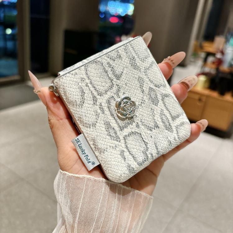 For Motorola Razr 50 / 60 Scale Texture Camellia Phone Case with Crossbody Rope - Silver